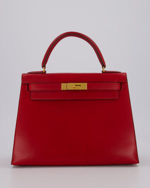 *VINTAGE*Hermès Kelly 28 Bag in Rouge Vif Box Leather with Gold Hardware