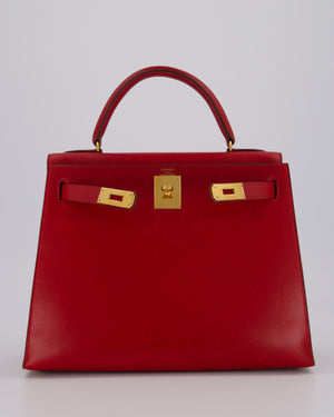 *VINTAGE*Hermès Kelly 28 Bag in Rouge Vif Box Leather with Gold Hardware