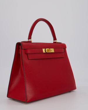 *VINTAGE*Hermès Kelly 28 Bag in Rouge Vif Box Leather with Gold Hardware