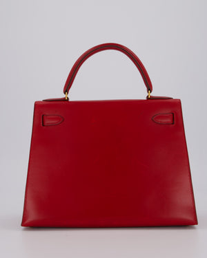 *VINTAGE*Hermès Kelly 28 Bag in Rouge Vif Box Leather with Gold Hardware