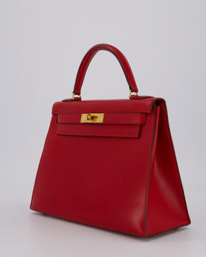 *VINTAGE*Hermès Kelly 28 Bag in Rouge Vif Box Leather with Gold Hardware