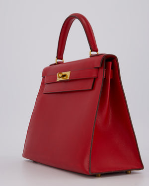 *VINTAGE*Hermès Kelly 28 Bag in Rouge Vif Box Leather with Gold Hardware
