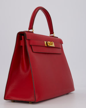 *VINTAGE*Hermès Kelly 28 Bag in Rouge Vif Box Leather with Gold Hardware