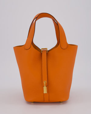 *HOT & RARE* Hermès Picotin Lock 18 Bag in Orange H Taurillon Clemence Leather with Gold Hardware
