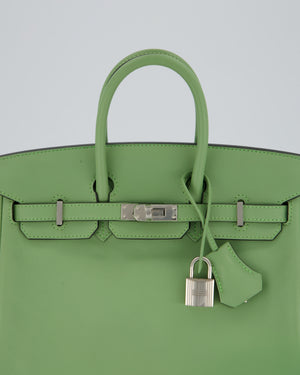 Hermès Birkin 25 Retourne Bag in Vert Criquet Swift Leather with Palladium Hardware