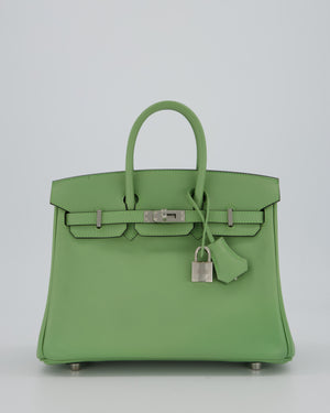 Hermès Birkin 25 Retourne Bag in Vert Criquet Swift Leather with Palladium Hardware