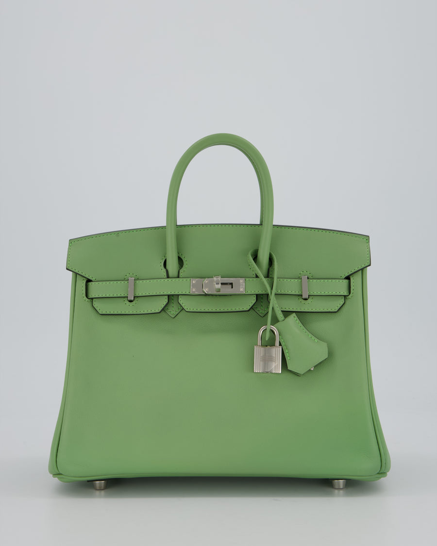 Hermès Birkin 25 Retourne Bag in Vert Criquet Swift Leather with Palladium Hardware