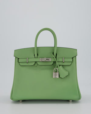 Hermès Birkin 25 Retourne Bag in Vert Criquet Swift Leather with Palladium Hardware