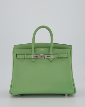 Hermès Birkin 25 Retourne Bag in Vert Criquet Swift Leather with Palladium Hardware
