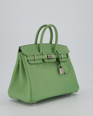 Hermès Birkin 25 Retourne Bag in Vert Criquet Swift Leather with Palladium Hardware