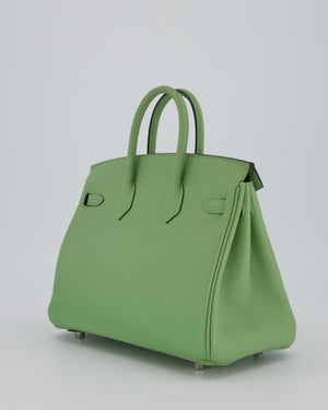 Hermès Birkin 25 Retourne Bag in Vert Criquet Swift Leather with Palladium Hardware