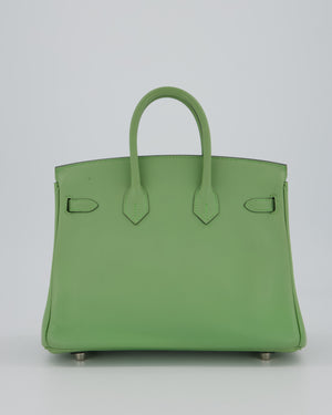 Hermès Birkin 25 Retourne Bag in Vert Criquet Swift Leather with Palladium Hardware