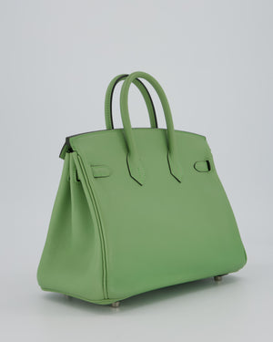 Hermès Birkin 25 Retourne Bag in Vert Criquet Swift Leather with Palladium Hardware