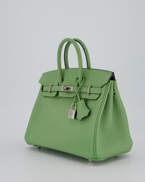 Hermès Birkin 25 Retourne Bag in Vert Criquet Swift Leather with Palladium Hardware