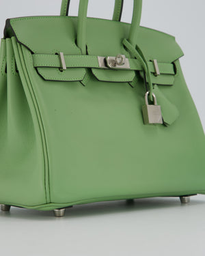 Hermès Birkin 25 Retourne Bag in Vert Criquet Swift Leather with Palladium Hardware