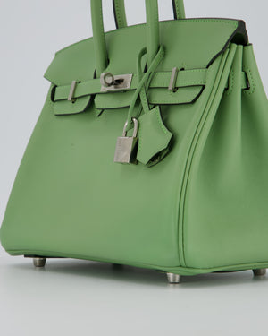 Hermès Birkin 25 Retourne Bag in Vert Criquet Swift Leather with Palladium Hardware