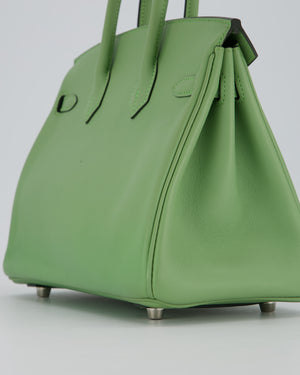 Hermès Birkin 25 Retourne Bag in Vert Criquet Swift Leather with Palladium Hardware