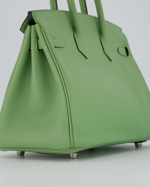 Hermès Birkin 25 Retourne Bag in Vert Criquet Swift Leather with Palladium Hardware