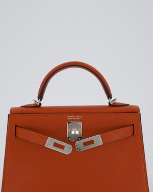 Hermès Mini Kelly II 20 Bag in Cuivre Chèvre Mysore Leather with Palladium Hardware