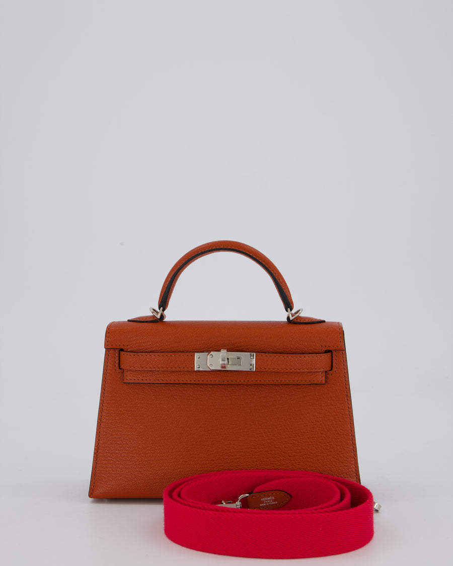 Hermès Mini Kelly II 20 Bag in Cuivre Chèvre Mysore Leather with Palladium Hardware