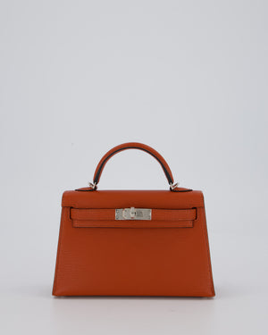 Hermès Mini Kelly II 20 Bag in Cuivre Chèvre Mysore Leather with Palladium Hardware