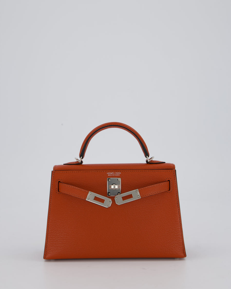 Hermès Mini Kelly II 20 Bag in Cuivre Chèvre Mysore Leather with Palladium Hardware