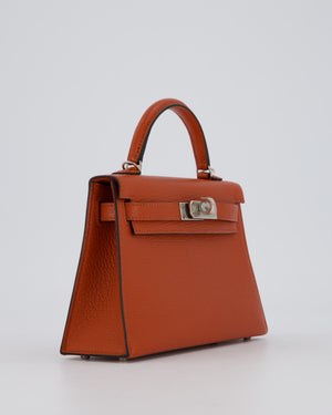 Hermès Mini Kelly II 20 Bag in Cuivre Chèvre Mysore Leather with Palladium Hardware