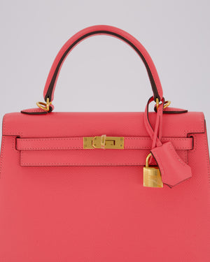 Hermès Kelly 25 Sellier Bag in Rose Azalee Epsom Leather with Gold Hardware