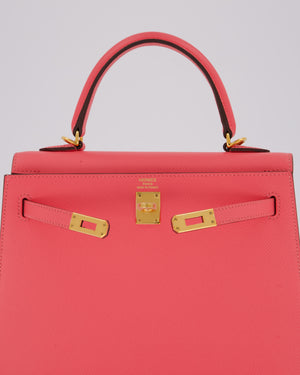 Hermès Kelly 25 Sellier Bag in Rose Azalee Epsom Leather with Gold Hardware