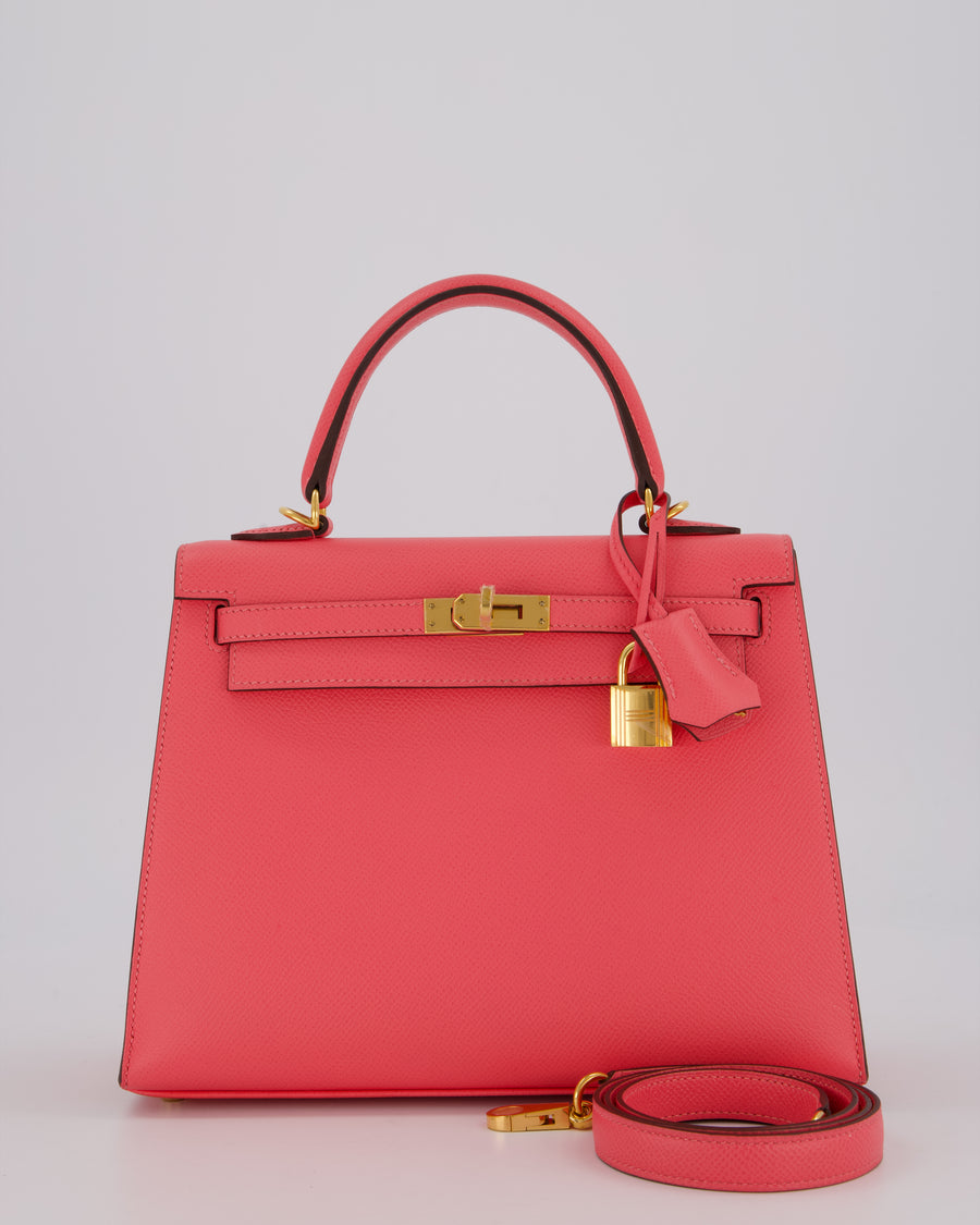 Hermès Kelly 25 Sellier Bag in Rose Azalee Epsom Leather with Gold Hardware