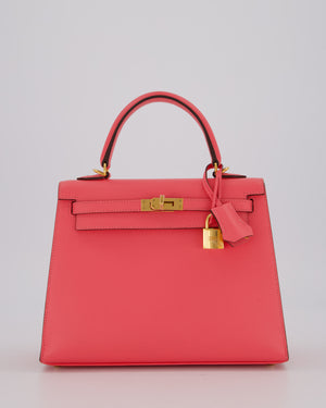 Hermès Kelly 25 Sellier Bag in Rose Azalee Epsom Leather with Gold Hardware