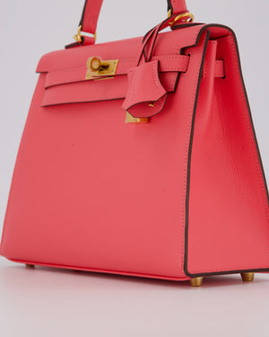 Hermès Kelly 25 Sellier Bag in Rose Azalee Epsom Leather with Gold Hardware