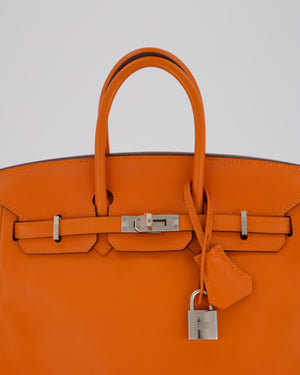Hermès Birkin 25 Retourne Bag in Orange H Swift Leather with Palladium Hardware