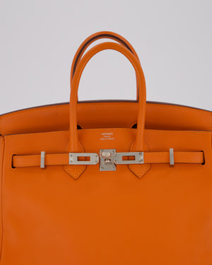 Hermès Birkin 25 Retourne Bag in Orange H Swift Leather with Palladium Hardware