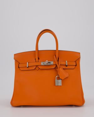 Hermès Birkin 25 Retourne Bag in Orange H Swift Leather with Palladium Hardware