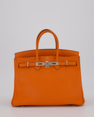 Hermès Birkin 25 Retourne Bag in Orange H Swift Leather with Palladium Hardware