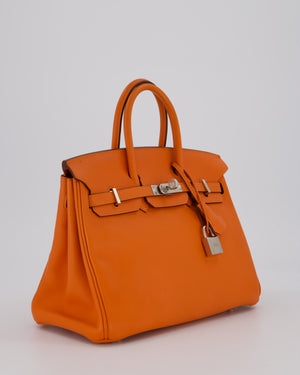 Hermès Birkin 25 Retourne Bag in Orange H Swift Leather with Palladium Hardware