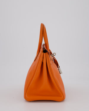 Hermès Birkin 25 Retourne Bag in Orange H Swift Leather with Palladium Hardware
