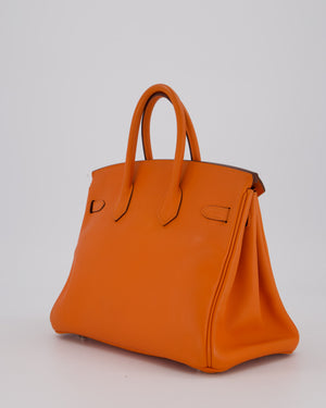 Hermès Birkin 25 Retourne Bag in Orange H Swift Leather with Palladium Hardware