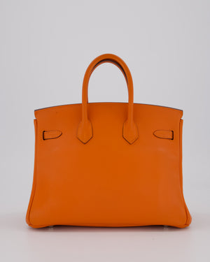 Hermès Birkin 25 Retourne Bag in Orange H Swift Leather with Palladium Hardware