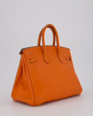 Hermès Birkin 25 Retourne Bag in Orange H Swift Leather with Palladium Hardware