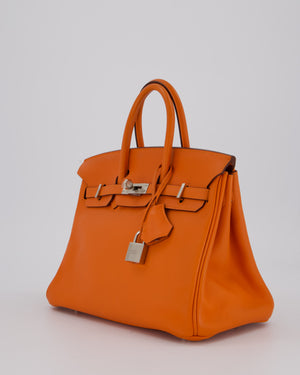 Hermès Birkin 25 Retourne Bag in Orange H Swift Leather with Palladium Hardware