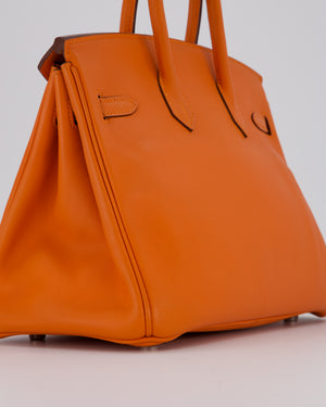 Hermès Birkin 25 Retourne Bag in Orange H Swift Leather with Palladium Hardware