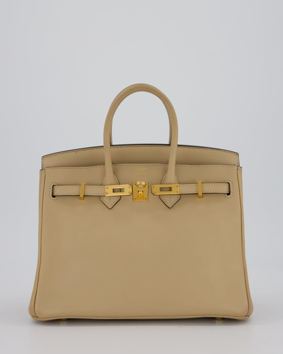 Hermès Birkin 25 Retourne Bag in Trench Swift Leather with Gold Hardware