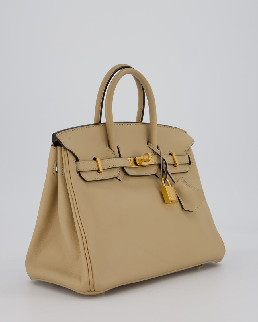 Hermès Birkin 25 Retourne Bag in Trench Swift Leather with Gold Hardware