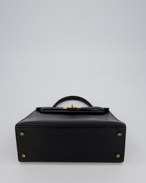 Vintage Hermès Kelly 28 Bag in Noir Box Leather with Gold Hardware