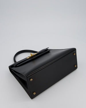 Vintage Hermès Kelly 28 Bag in Noir Box Leather with Gold Hardware