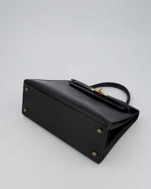 Vintage Hermès Kelly 28 Bag in Noir Box Leather with Gold Hardware