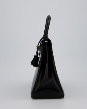 Vintage Hermès Kelly 28 Bag in Noir Box Leather with Gold Hardware