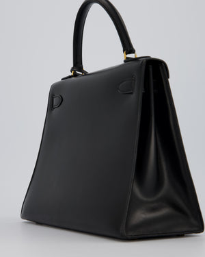 Vintage Hermès Kelly 28 Bag in Noir Box Leather with Gold Hardware